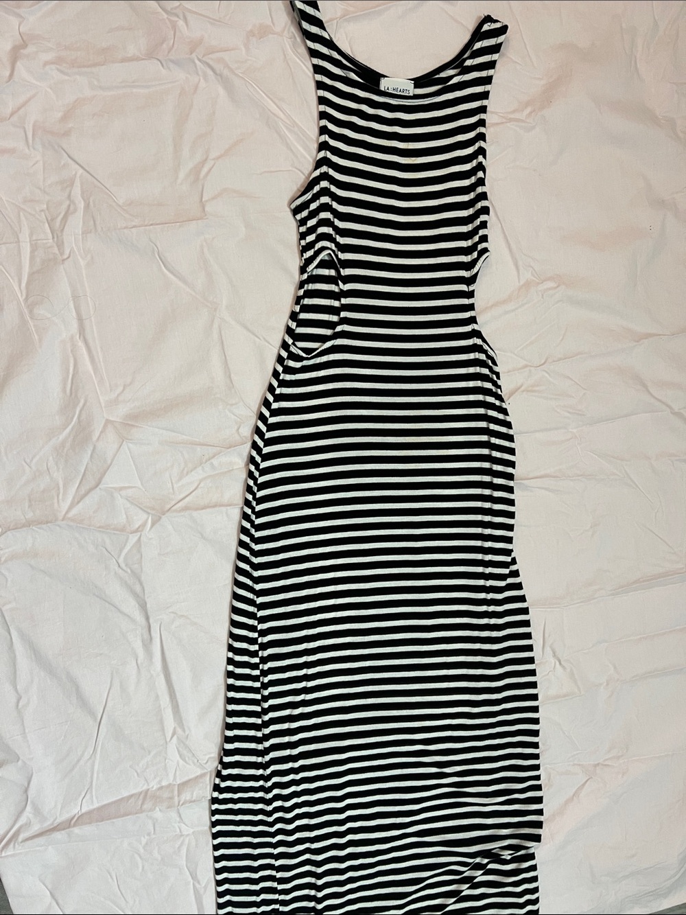 La Hearts Black and White Striped Racerback Maxi Dress - Picture 3 of 3